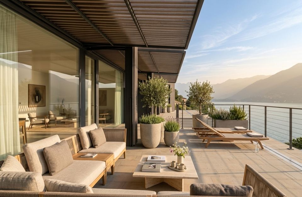 Elegant Apartment with Panoramic Terrace, Shared Swimming Pool with Lake Como Views, Furnishings Included — 1
